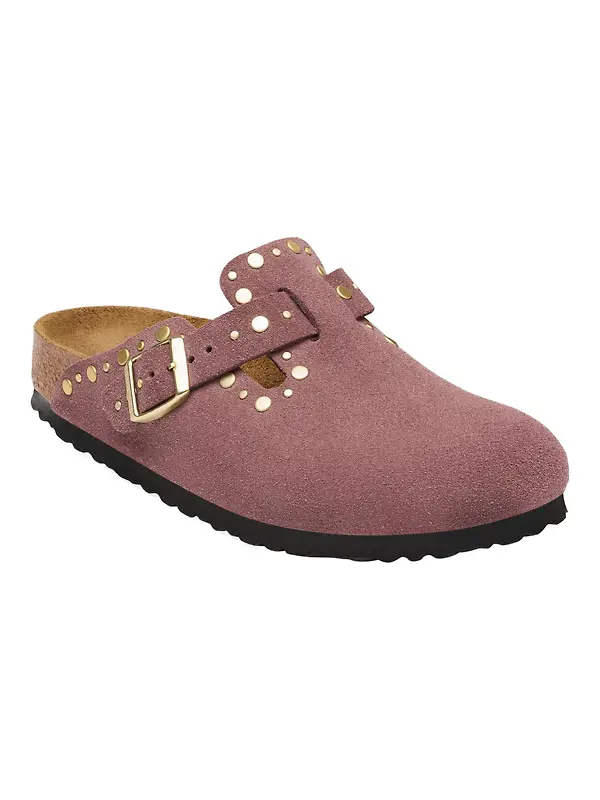 Birkenstock Women's Boston Rivets Suede Leather Narrow Clogs - Pepper Image 1