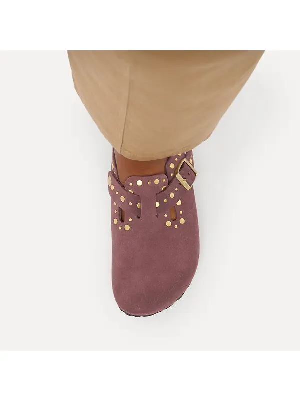 Birkenstock Women's Boston Rivets Suede Leather Narrow Clogs - Pepper Image 2