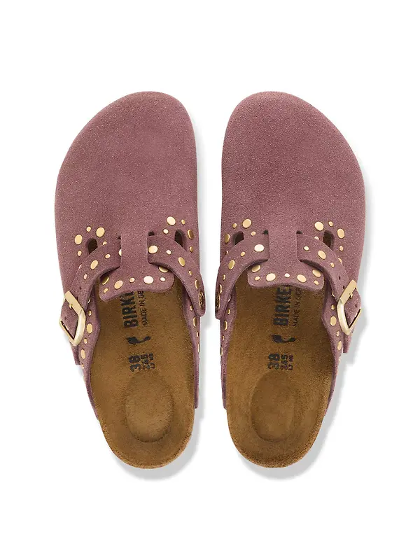 Birkenstock Women's Boston Rivets Suede Leather Narrow Clogs - Pepper Image 4