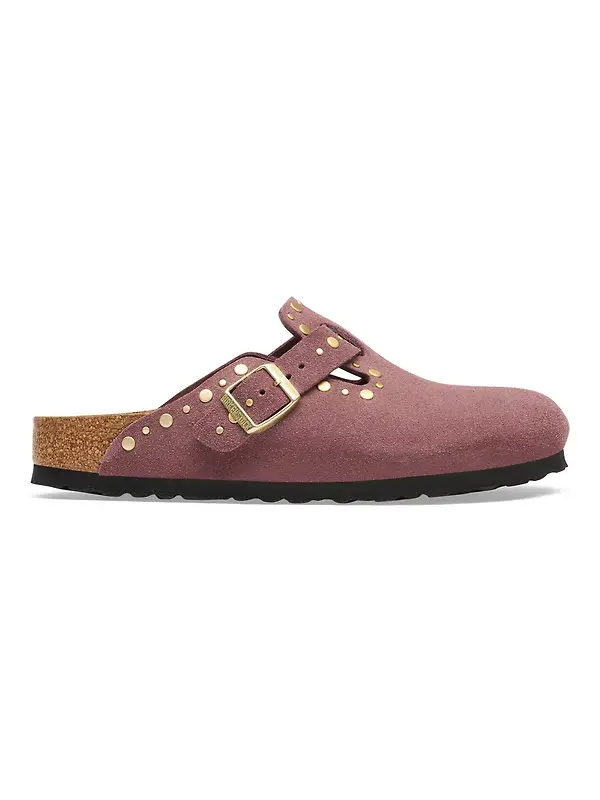 Birkenstock Women's Boston Rivets Suede Leather Narrow Clogs - Pepper Image 5