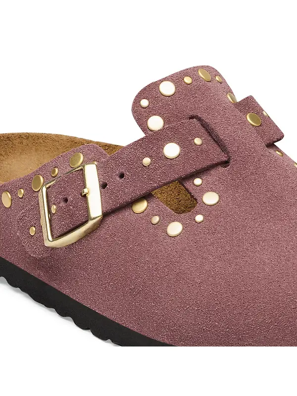Birkenstock Women's Boston Rivets Suede Leather Narrow Clogs - Pepper Image 7