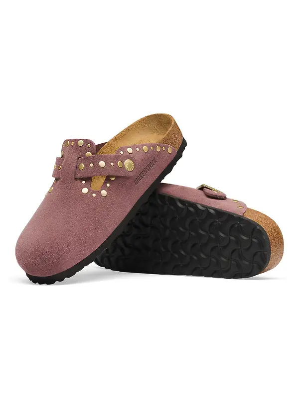 Birkenstock Women's Boston Rivets Suede Leather Narrow Clogs - Pepper Image 8