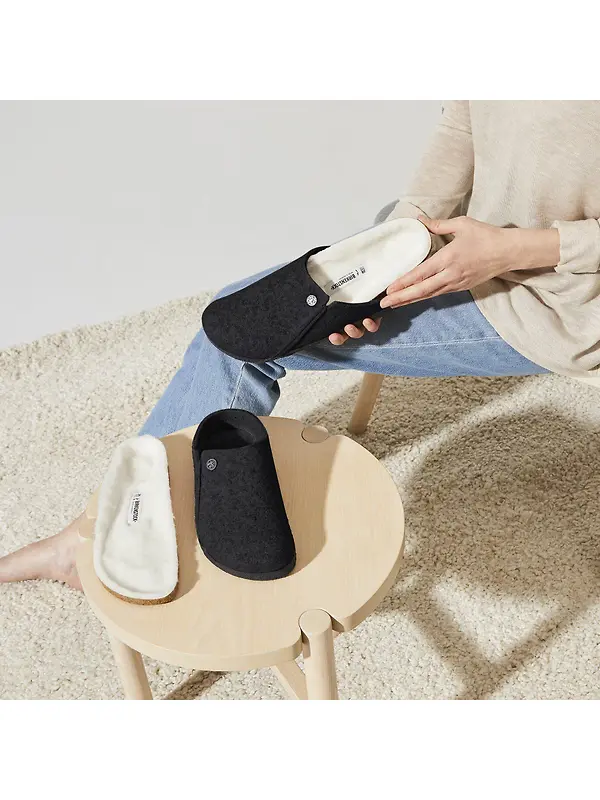 Birkenstock Zermatt Shearling Felt Regular Slippers - Anthracite Image 7