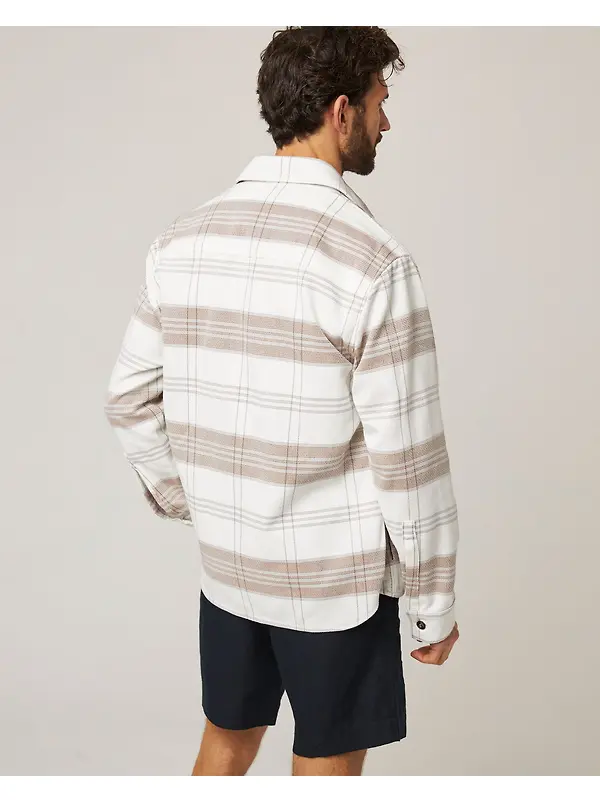 Peregrine Men's Made In England Blunt Overshirt - White Grid Image 6