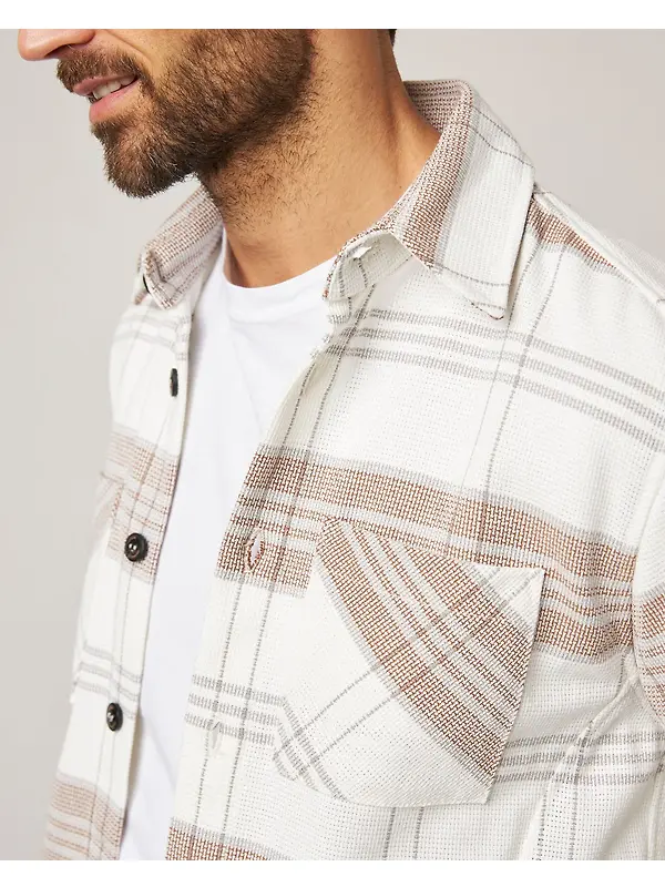 Peregrine Men's Made In England Blunt Overshirt - White Grid Image 7