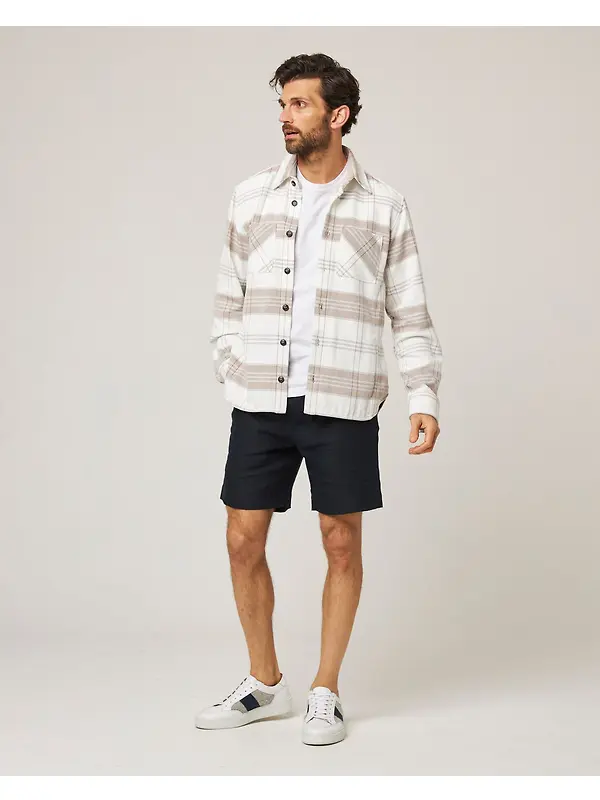 Peregrine Men's Made In England Blunt Overshirt - White Grid Image 3