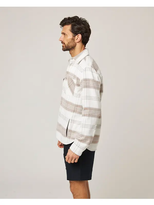 Peregrine Men's Made In England Blunt Overshirt - White Grid Image 4