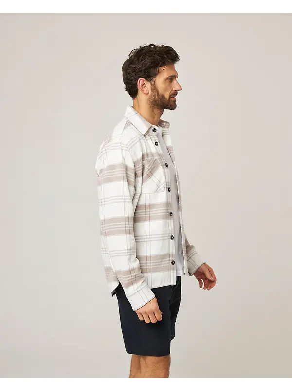Peregrine Men's Made In England Blunt Overshirt - White Grid Image 5