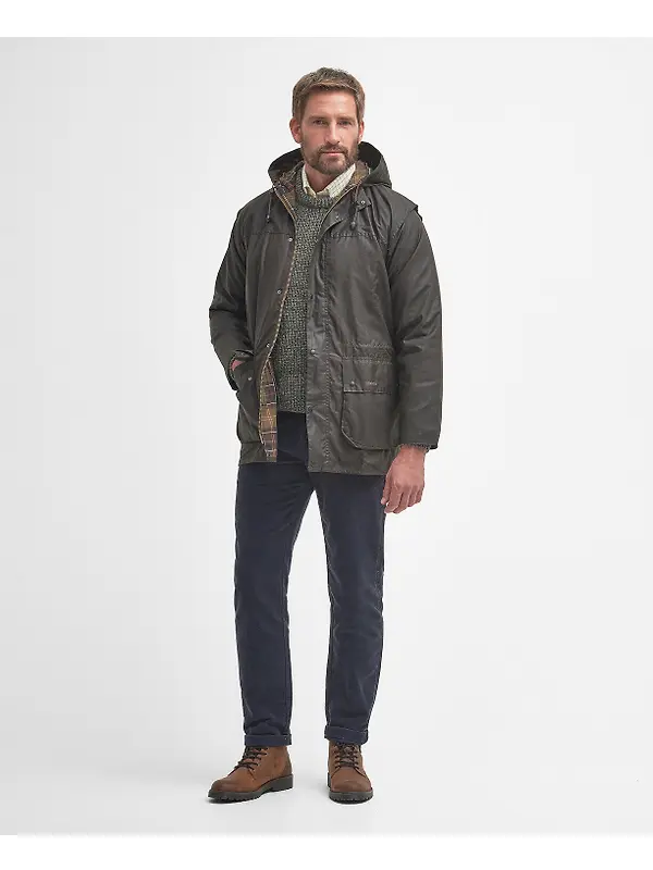 Barbour Men's Classic Durham Wax Jacket - Olive Image 3