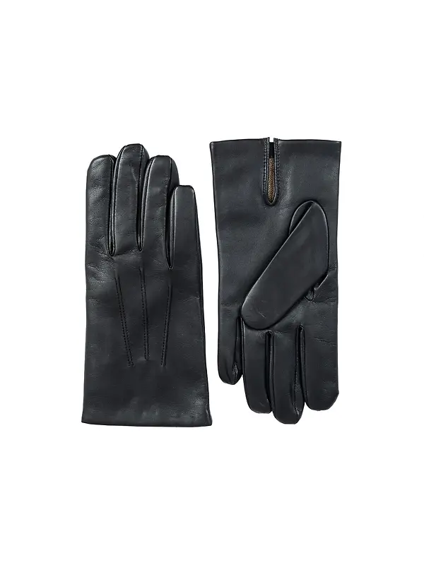 Dents Men's Bath Three-Point Cashmere-Lined Leather Gloves - Black Image 3
