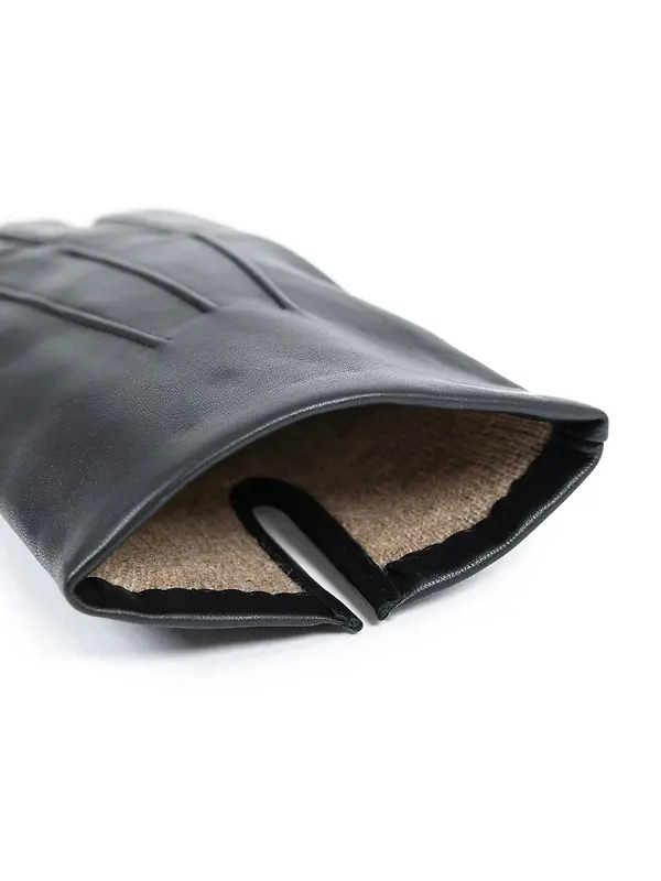 Dents Men's Bath Three-Point Cashmere-Lined Leather Gloves - Black Image 10
