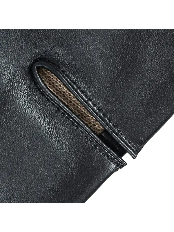 Dents Men's Bath Three-Point Cashmere-Lined Leather Gloves - Black Image 11