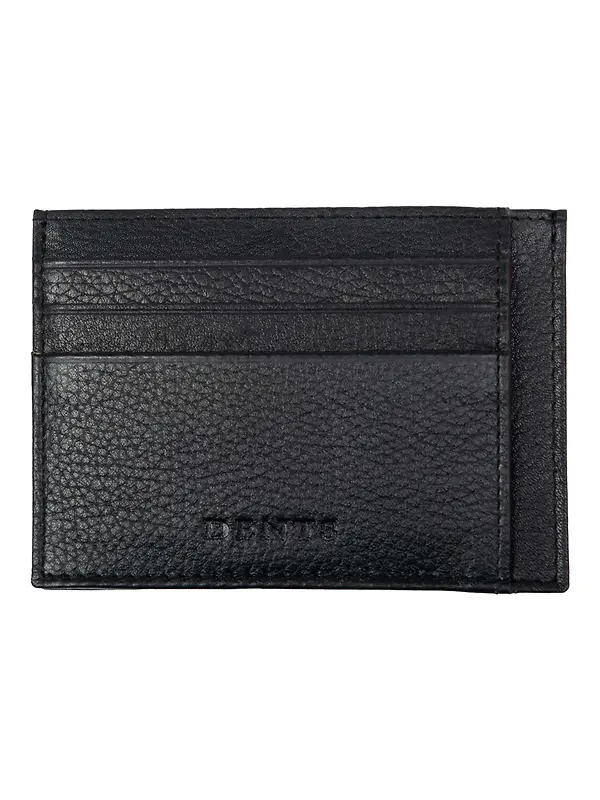Dents Men's Cherwell Pebble Grain Leather Card Holder With RFID Blocking - Black/Bordeaux Image 1