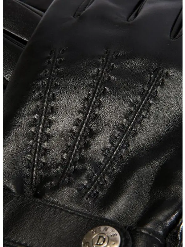 Dents Men's Henley Touchscreen Three-Point Wool Blend-Lined Leather Gloves - Black Image 4
