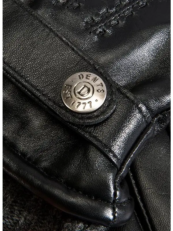 Dents Men's Henley Touchscreen Three-Point Wool Blend-Lined Leather Gloves - Black Image 5