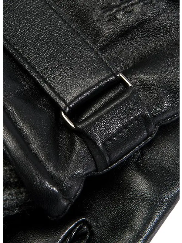 Dents Men's Henley Touchscreen Three-Point Wool Blend-Lined Leather Gloves - Black Image 6