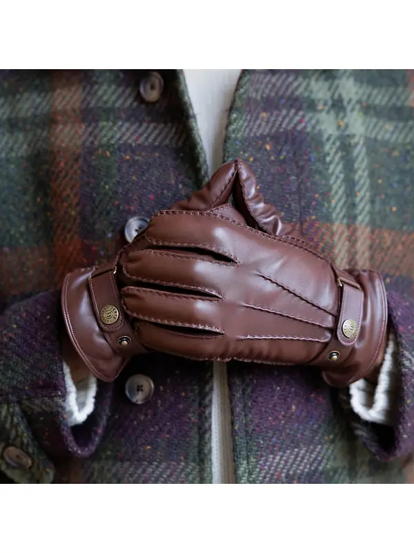 Dents Men's Tetbury Handsewn Three-Point Wool and Cashmere Blend-Lined Leather Gloves - Chestnut Image 3