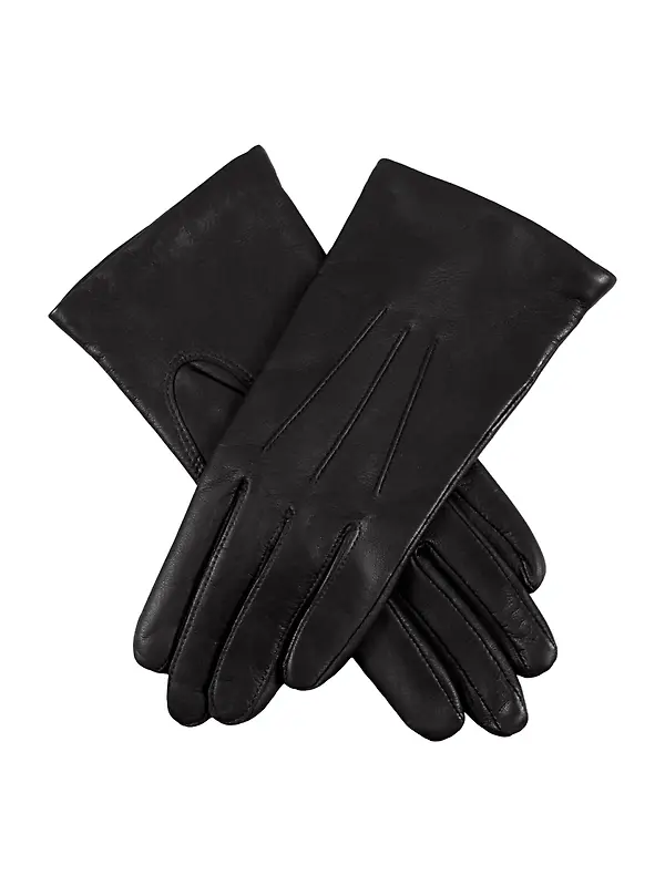 Dents Women's Emma Three-Point Lined Leather Gloves - Black Image 1
