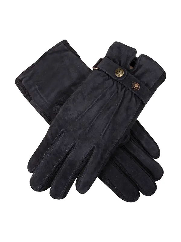 Dents Women's Laura Three-Point Fleece-Lined Suede Gloves - Navy Image 1