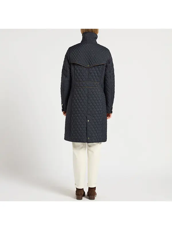 Joules Women's Rosewell Long Showerproof Longline Quilted Coat - Navy Image 5