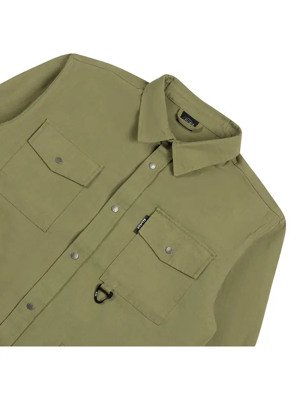 Elliker Thwaite Long Sleeve Overshirt - Olive Image 3