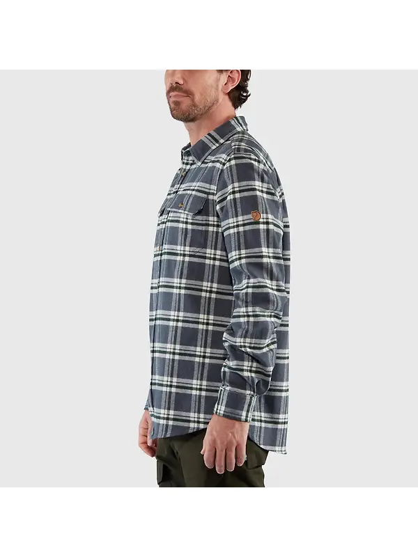 Fjällräven Men's Övik Heavy Flannel Shirt - Wood Brown-Dark Navy Image 5