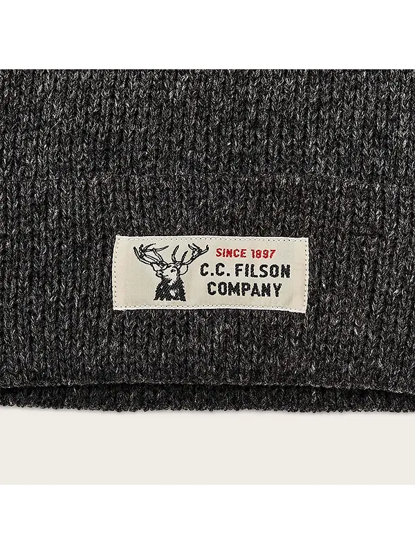 Filson Lined Ragg Wool Beanie - Charcoal / Black Image 2