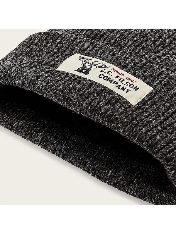 Filson Lined Ragg Wool Beanie - Charcoal / Black Image 3