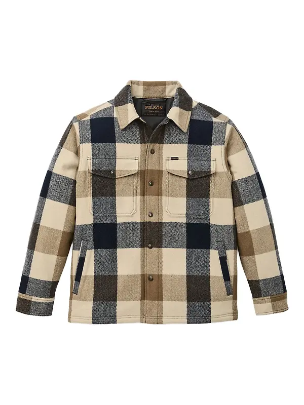 Filson Men's Spokane Insulated Jac-Shirt - Cream / Navy Plaid Image 1