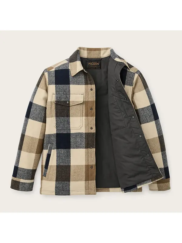 Filson Men's Spokane Insulated Jac-Shirt - Cream / Navy Plaid Image 3