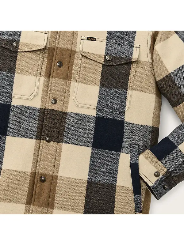Filson Men's Spokane Insulated Jac-Shirt - Cream / Navy Plaid Image 4