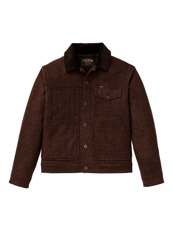 Filson Men's Spokane Insulated Short Cruiser Jacket - Merlot / Black Plaid Image 1