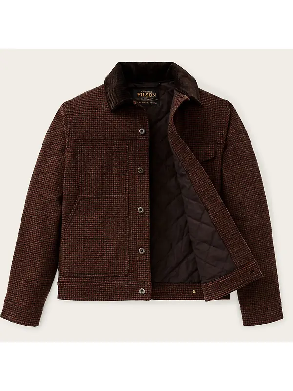 Filson Men's Spokane Insulated Short Cruiser Jacket - Merlot / Black Plaid Image 3