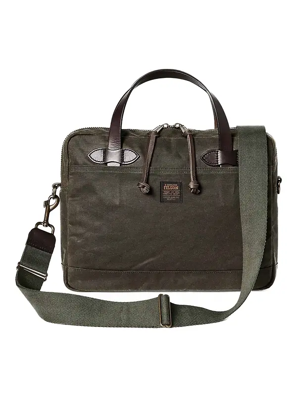 Filson Tin Cloth Compact Briefcase - Otter Green Image 1