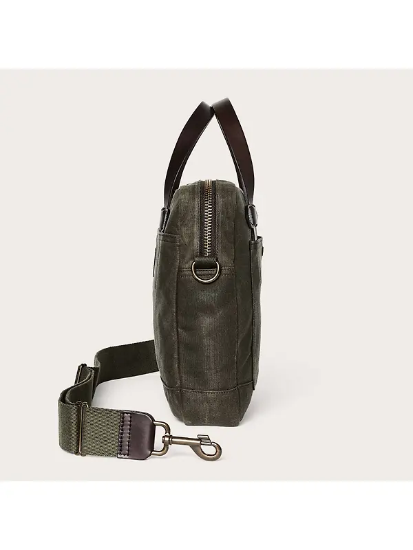 Filson Tin Cloth Compact Briefcase - Otter Green Image 5