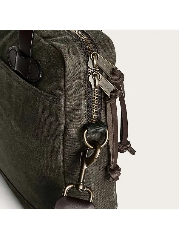 Filson Tin Cloth Compact Briefcase - Otter Green Image 7