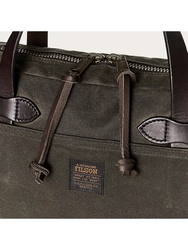 Filson Tin Cloth Compact Briefcase - Otter Green Image 8