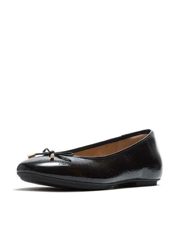 FitFlop Women's Delicato Bow Textured Patent-Leather Ballet Flats - Black Image 5
