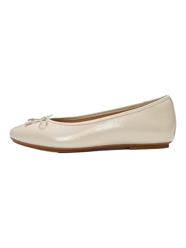 FitFlop Women's Delicato Bow Textured Patent-Leather Ballet Flats - Hazy Taupe Image 6