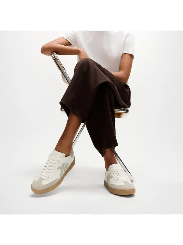 FitFlop Women's The Dash FF T-Toe Leather/Suede Trainers - Urban White Mix Image 2