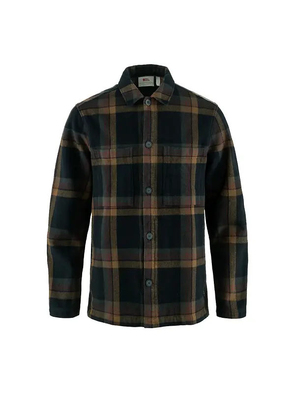 Fjällräven Men's Singi Flannel Overshirt - Dark Navy-Wood Brown Image 1