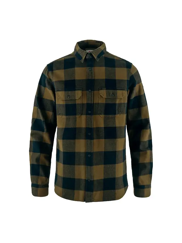 Fjällräven Men's Övik Heavy Flannel Shirt - Wood Brown-Dark Navy Image 1