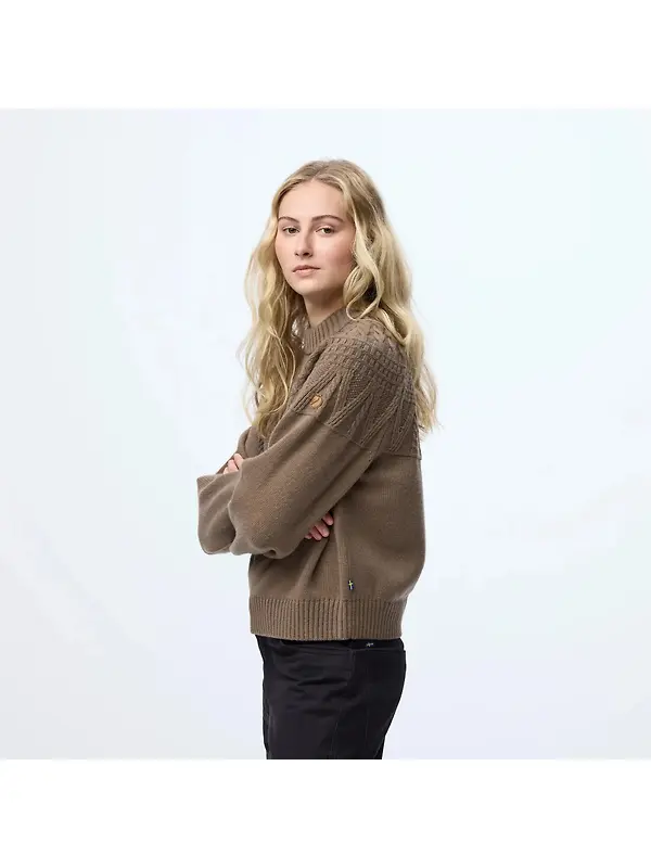 Fjällräven Women's Övik Solid Jacquard Knit - Light Beige Image 2