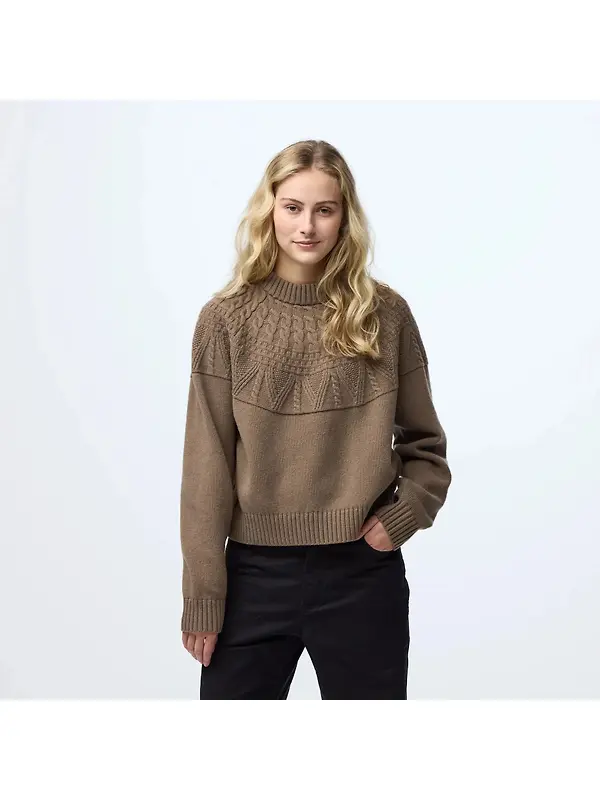 Fjällräven Women's Övik Solid Jacquard Knit - Light Beige Image 3