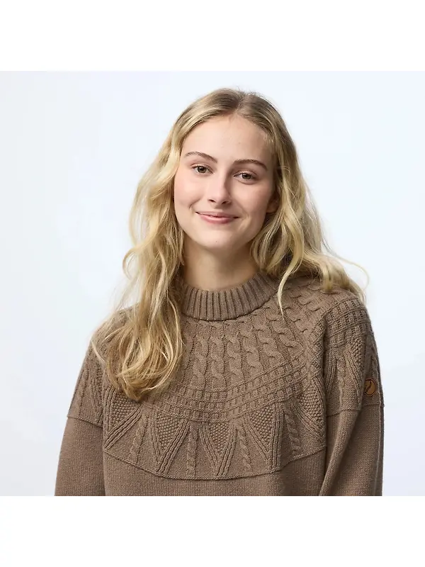 Fjällräven Women's Övik Solid Jacquard Knit - Light Beige Image 4