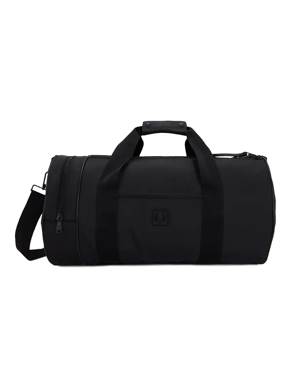 Fred Perry Leather Patch Barrel Bag - Black Image 1