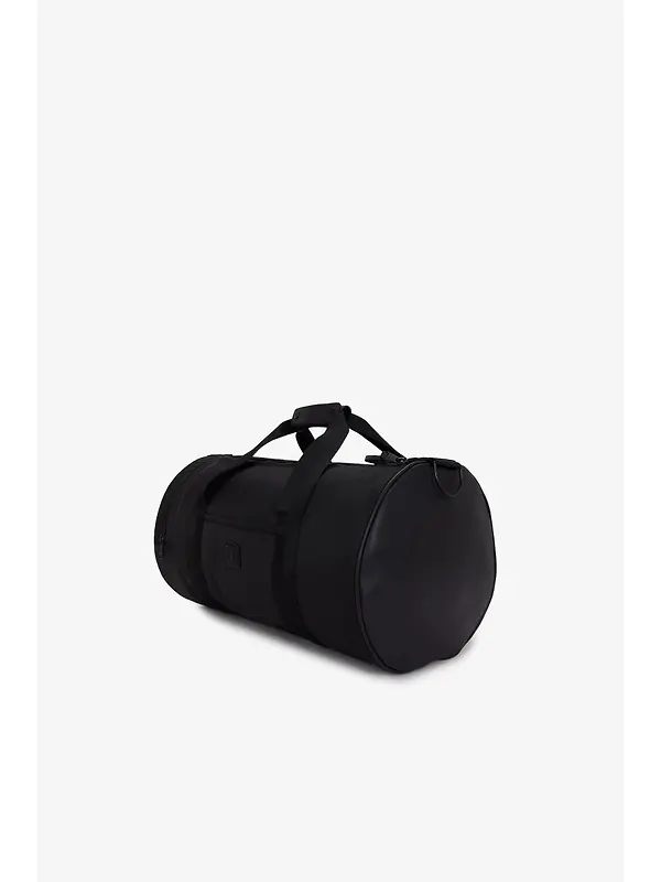 Fred Perry Leather Patch Barrel Bag - Black Image 5