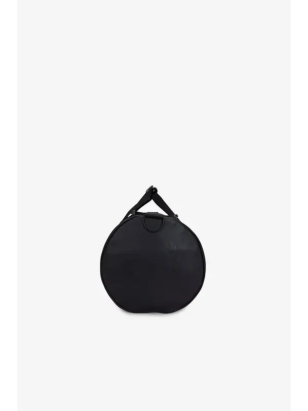 Fred Perry Leather Patch Barrel Bag - Black Image 6