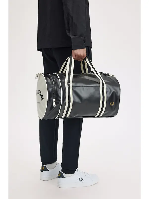 Fred Perry Classic Barrel Bag - Black / Ecru Image 3
