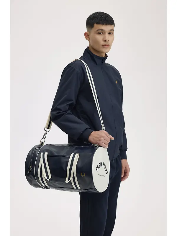 Fred Perry Classic Barrel Bag - Navy Ecru Image 2